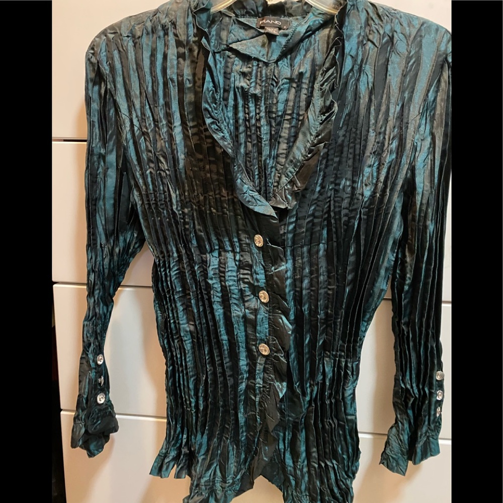 Deep sea green long-sleeve blouse